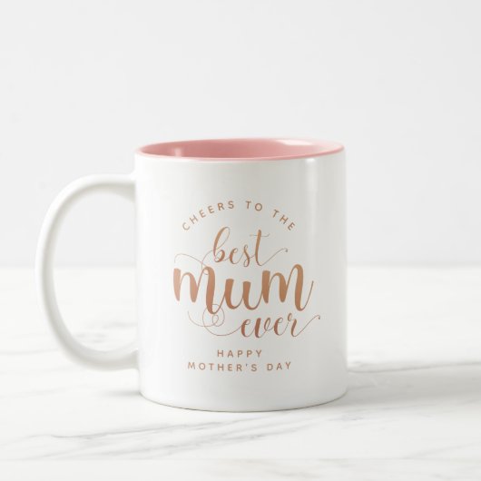 Elegant minimalistisch Beste Mam ooit Tweekleurige Koffiemok (Links)