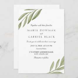 Elegant minimalistisch blad botanische bruiloft kaart