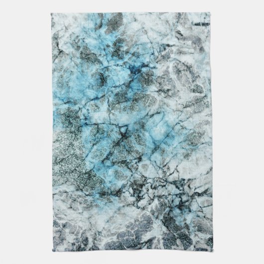 Elegant minimalistisch blauw en grijs marmer theedoek (Verticaal)