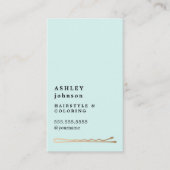 Elegant minimalistisch blauw Faux Gold Hairdresser Visitekaartje (Voorkant)