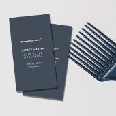 Elegant minimalistisch blauw Faux Gold Hairdresser Visitekaartje