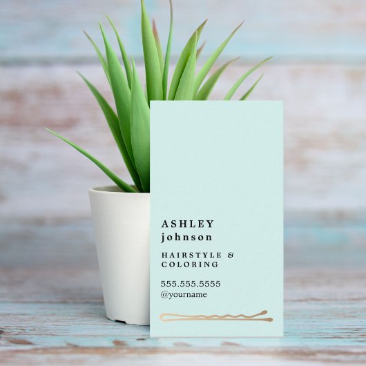 Elegant minimalistisch blauw Faux Gold Hairdresser Visitekaartje