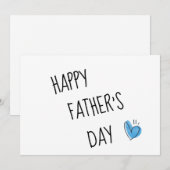 Elegant minimalistisch blauw hart gelukkig vaderda feestdagenkaart (Voorkant / Achterkant)