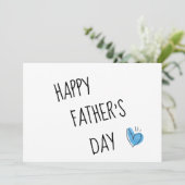 Elegant minimalistisch blauw hart gelukkig vaderda feestdagenkaart (Staand voorkant)