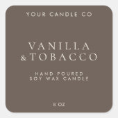 Elegant minimalistisch blauw kaarsenetiket vierkante sticker (Voorkant)