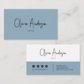 Elegant minimalistisch blauw neutraal boho chic mo visitekaartje (Voorkant / Achterkant)