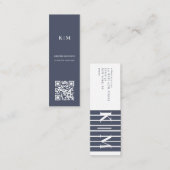 Elegant minimalistisch blauw QR code Interieur Des Mini Visitekaartje (Voorkant / Achterkant)