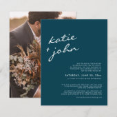 Elegant minimalistisch Blauwgroen blauw gedownsize Kaart (Voorkant / Achterkant)