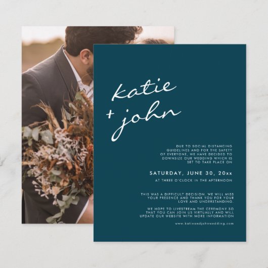 Elegant minimalistisch Blauwgroen blauw gedownsize Kaart (Voorkant / Achterkant)