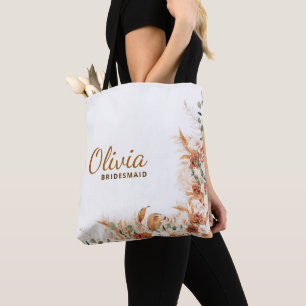 Elegant Minimalistisch Bloemen Script bruidsmeisje Tote Bag