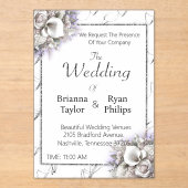 Elegant minimalistisch bloemenboeket acryl uitnodigingen (Voorkant)