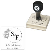 Elegant minimalistisch bloemenbruiloft monogram rubberstempel (Gestempeld)