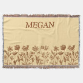 Elegant Minimalistisch Bloemendesign met Monogram Deken (Voorkant)