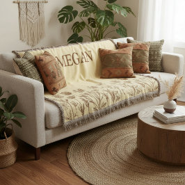 Elegant Minimalistisch Bloemendesign met Monogram Deken