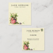 Elegant Minimalistisch Bloemig Zakelijkkaartontwer Vierkante Visitekaartje (Voorkant / Achterkant)