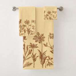 Elegant minimalistisch bloemontwerp met monogram bad handdoek