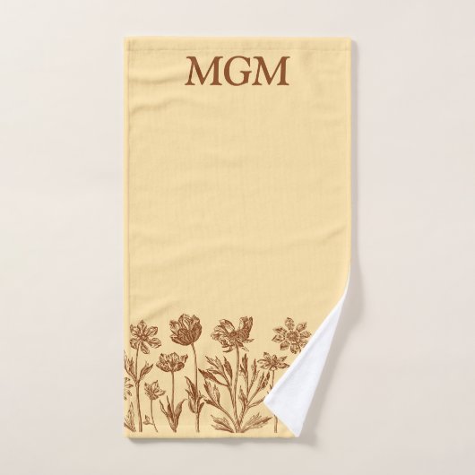 Elegant minimalistisch bloemontwerp met monogram bad handdoek (Handdoek)