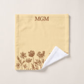 Elegant minimalistisch bloemontwerp met monogram bad handdoek (Wasdoekje)