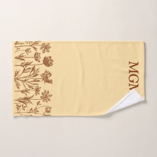 Elegant minimalistisch bloemontwerp met monogram bad handdoek (Handdoek)