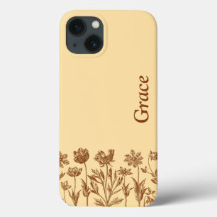 Elegant minimalistisch bloemontwerp met monogram Case-Mate iPhone case