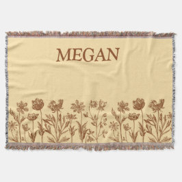 Elegant minimalistisch bloemontwerp met monogram deken