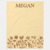 Elegant minimalistisch bloemontwerp met monogram fleece deken (Voorkant)
