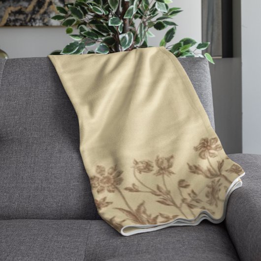 Elegant minimalistisch bloemontwerp met monogram fleece deken