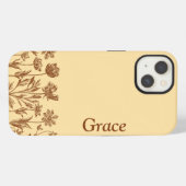 Elegant minimalistisch bloemontwerp met monogram iPhone hoesje (Achterkant horizontaal)