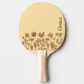 Elegant minimalistisch bloemontwerp met monogram tafeltennisbatje (Voorkant)
