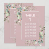 Elegant minimalistisch Blush roze bruiloft tabelnu (Voorkant / Achterkant)