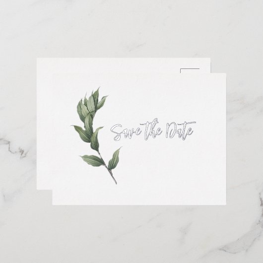 Elegant minimalistisch botanisch grasland Real Sil Folie Uitnodiging Briefkaart (Voorkant / Achterkant)