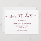 Elegant minimalistisch Bourgogne Weddenschap Save The Date (Voorkant)
