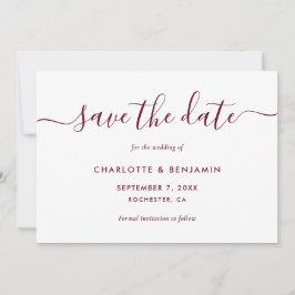 Elegant minimalistisch Bourgogne Weddenschap Save The Date