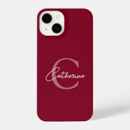 Elegant minimalistisch Bourgondisch script monogra iPhone 14 Hoesje