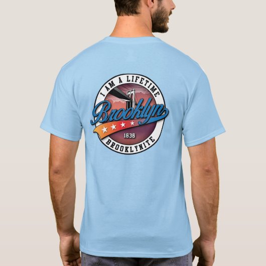 Elegant Minimalistisch Brooklyn Logo Ontwerp Licht T-shirt (Achterkant)
