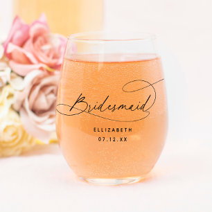 Elegant minimalistisch bruidsmeisje wijnglas zonder voet