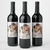 Elegant minimalistisch bruiloft foto wijnlabel wijn etiket (Flessen)