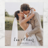 Elegant minimalistisch bruiloft foto wijnlabel wijn etiket (Enkel label)