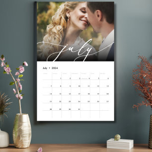 Elegant minimalistisch bruiloft modern fotoscript kalender
