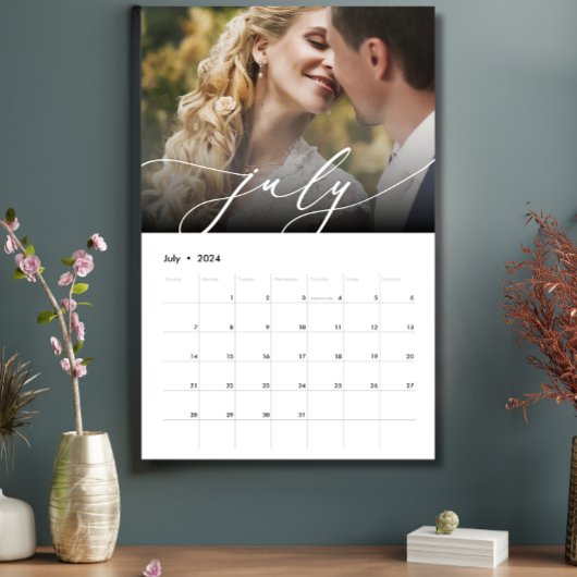 Elegant minimalistisch bruiloft modern fotoscript kalender