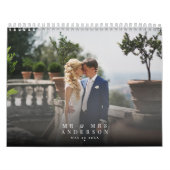 Elegant minimalistisch bruiloft modern fotoscript kalender (Hoes)