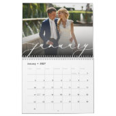 Elegant minimalistisch bruiloft modern fotoscript kalender (Jan 2027)