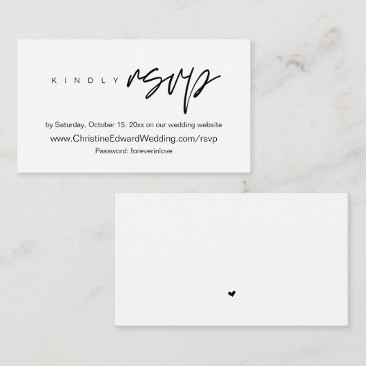 Elegant, minimalistisch, bruiloft online RSVP-behu Informatiekaartje (Voorkant / Achterkant)
