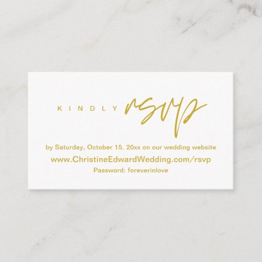 Elegant, minimalistisch, bruiloft online RSVP-behu Informatiekaartje (Voorkant)