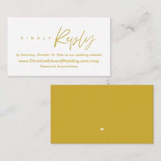 Elegant, minimalistisch, bruiloft online RSVP-behu Informatiekaartje (Voorkant / Achterkant)