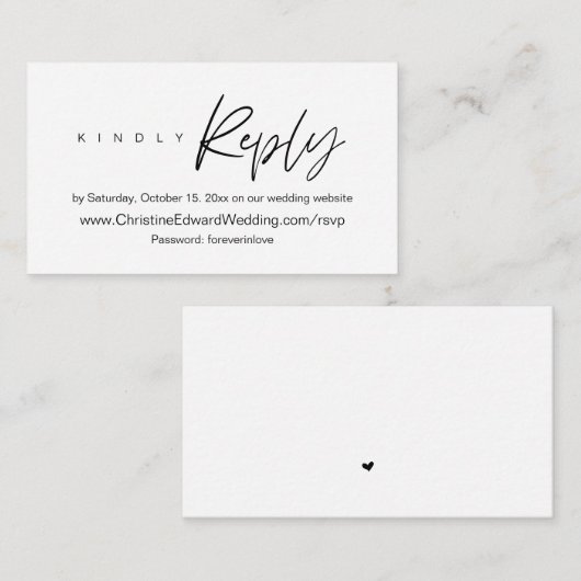 Elegant, minimalistisch, bruiloft online RSVP-behu Informatiekaartje (Voorkant / Achterkant)