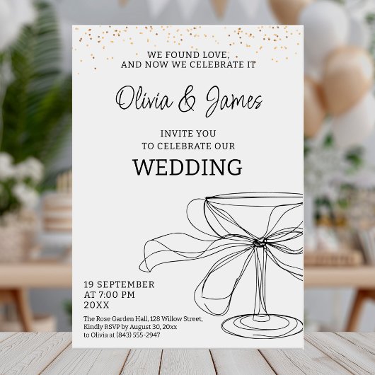 Elegant minimalistisch bruiloftsfeest ontwerp kaart