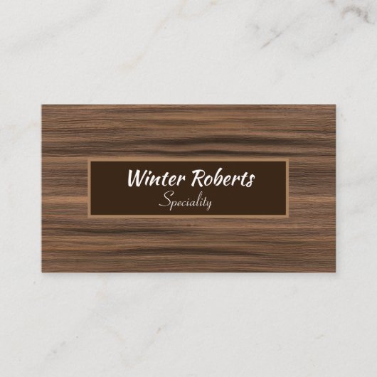 Elegant minimalistisch bruin hout visitekaartje (Voorkant)
