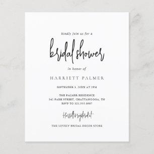Elegant minimalistisch budget Bridal Shower-uitnod