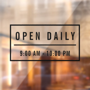 Elegant minimalistisch café Welkom open dagtekeni Raamsticker